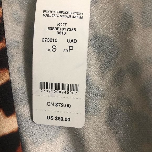 bebe Printed Surplice Bodysuit Size Small Brown - Picture 2 of 4